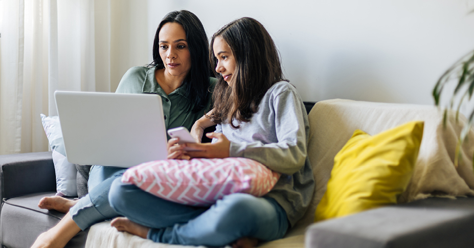 Mother and daughter learning way to avoid student debt